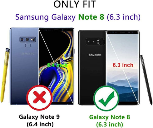 Military Grade Drop Impact Case for Samsung Galaxy Note 8, 360 Metal Rotating Ring Kickstand, Magnetic Car Mount, Armor Shockproof, Rose Gold...