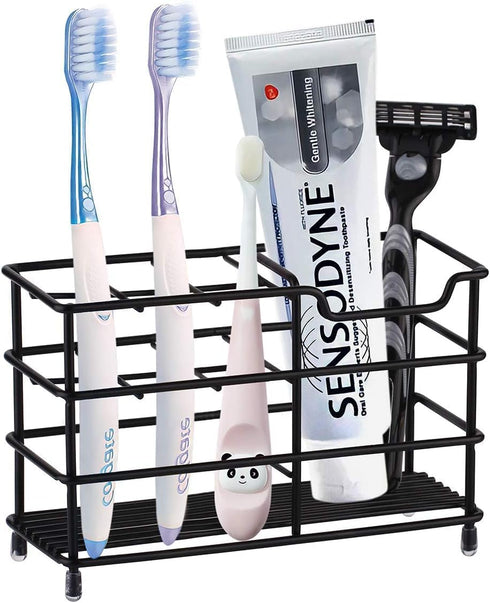 Toothbrush Holder Stainless Steel Tooth Brush Holder for Bathroom, Multi-Functional 7 Slots for Toothpaste Razor Stand Bathroom Organizer Countert...