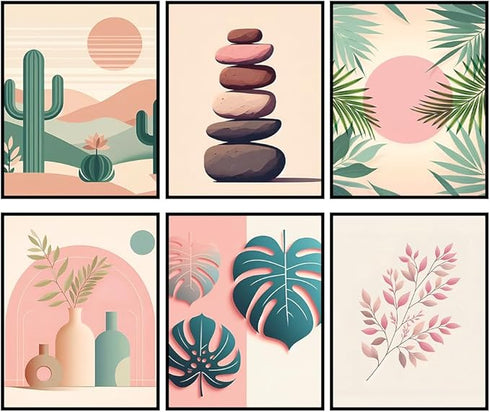 Posterizer 6 pcs-Boho Modern Nature Neutral Desert Poster-Abstract & Modern Art-Landscape & Nature Art-Gift for Street Art, Mural Fans-Decor for H...