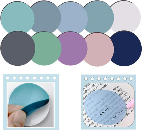 Transparent Sticky Notes, 500 Pcs Morandi Cute Round Clear Sticky Notes Waterproof Self-Adhesive Translucent Book Markers Page, See Through Sticky...