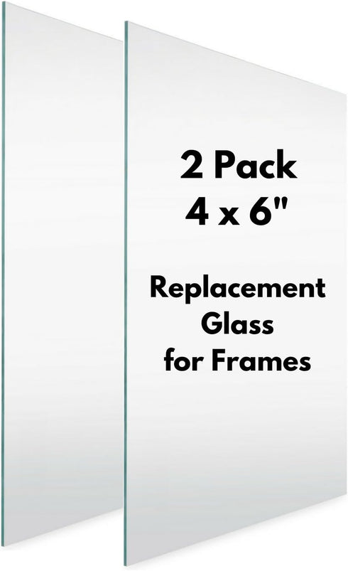 Icona Bay 4x6 Picture Frame Glass Replacement (4 x 6, 2 Pack) 4 by 6 Photo Frame Replacement Glass, 4x6 Inches Real Glass Cover...