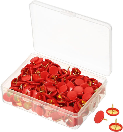 PATIKIL Push Pins, 300 Pack Plastic Roundness Pushpin Decorative Thumb Tacks Golden Steel Point for Cork Board, Red...