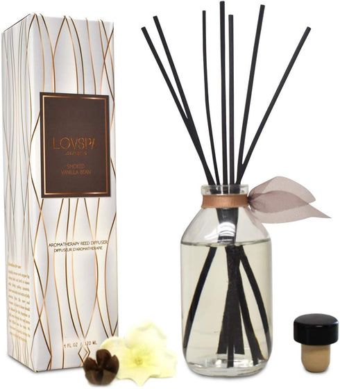 LOVSPA Reed Diffuser Set, Smoked Vanilla Scented Oil Diffuser with Sticks, Home Fragrance Accessories for Bathroom Shelf Decor, Aroma Diffusers fo...