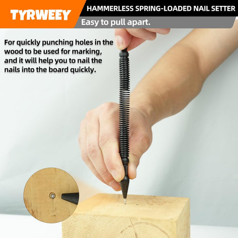 2-Piece Nail Setter Dual Head Nail Set, Dual Head Nail Setter, Spring Loaded Center Hole Punch, Hand Tool for Metal or Wood, Nail Setter Features ...