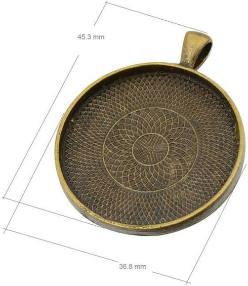 AKOAK 20 Pieces 35mm Diameter Antique Bronze Round Pendant Trays Pendant Blanks Cameo Bezel Cabochon Settings for Photo Charm or Cabochon...