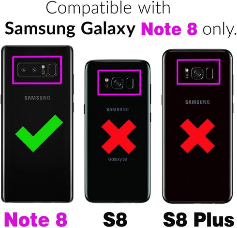 Phone Case for Samsung Galaxy Note 8 Wallet Cases with Tempered Glass Screen Protector Leather Slim Flip Cover Card Holder Stand Cell Accessories ...