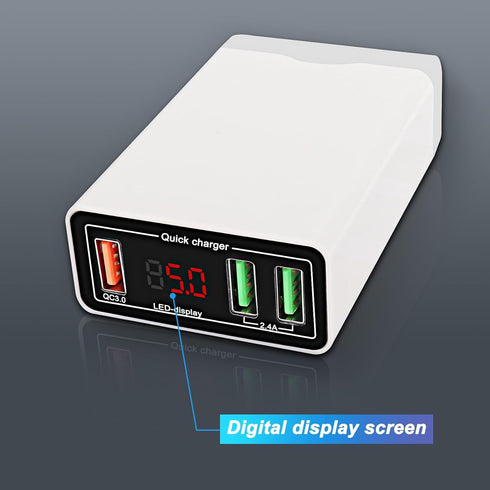 XMSJSIY Battery Clip 12V/24V/36V to USB 5V 2.4A/12V 2A Fast Charger DC Converter Power Adapter Buck Regulator Charger 30W QC 3.0 3-Port USB Plug w...