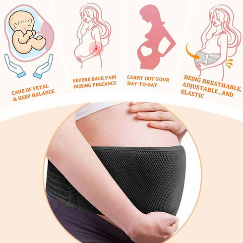 Belly Band for Pregnancy Maternity Belt Pregnancy Support Belt Bump Band Abdominal Brace Belt - Relieve Lower Back, Pelvic and Hip Pain (Black/One...
