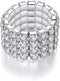 WTZ - New Sparkling 4 Row Crystal Rhinestone Stretch Ring...