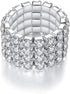 WTZ - New Sparkling 4 Row Crystal Rhinestone Stretch Ring...
