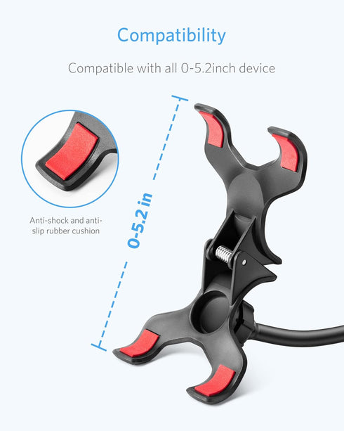 BESTEK BTIH600BK Gooseneck Phone Holder, Lazy Bracket 360° Swivel for iPhone and Other Smart Phones for Bedroom, Office, Bathroom, Kitchen, Black...