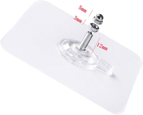 LAJAR 10Pcs Adhesive Wall Mount Screw Hooks, No-Trace Sticker Screw Hanging Nails for Bathroom Kitchen Shower Room (12mm)...