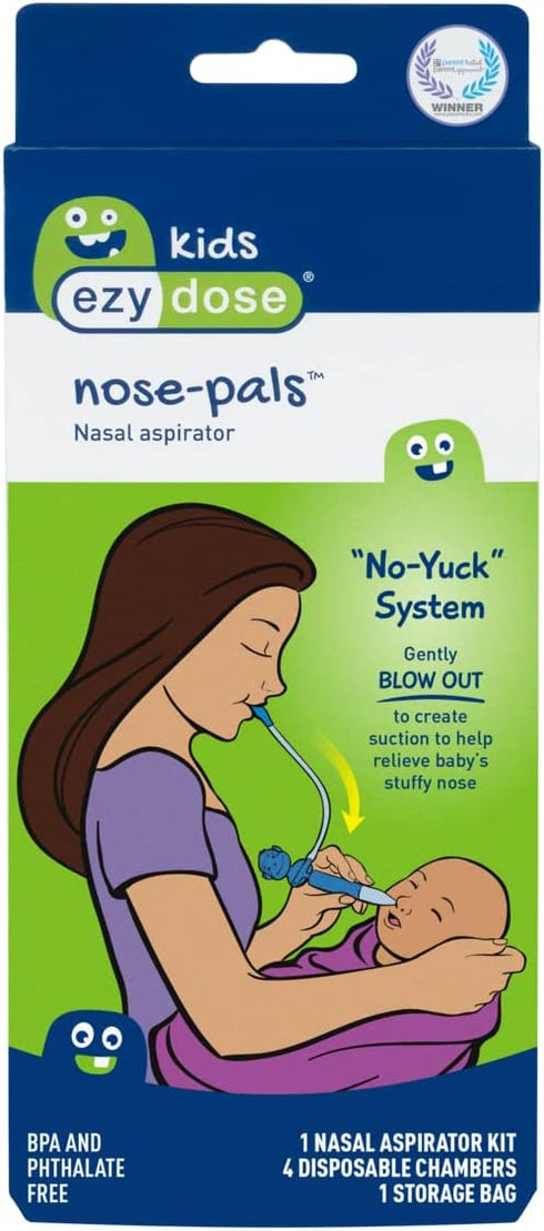Ezy Dose Kids Nasal Aspirator, Sinus Relief and Mucus Sucker for Baby and Toddler, Nose-Pals, 4 Disposable Storage Chambers, Convenient and Easy t...