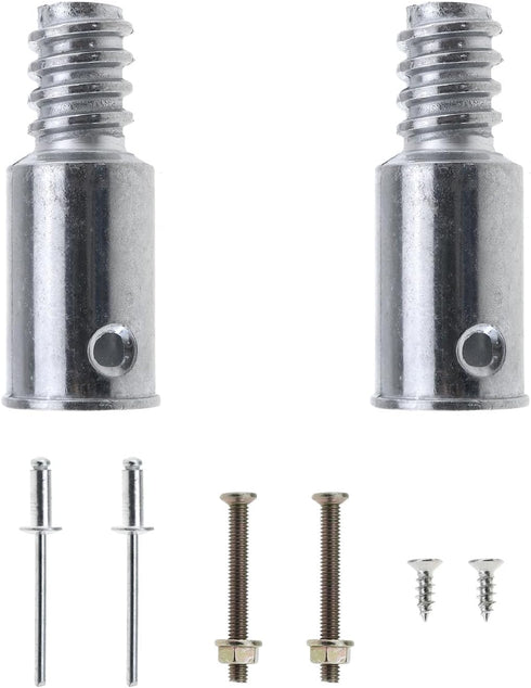 2PCS 0.85inch/22mm Threaded End Replacement Repair Kit Metal Handle Extension Rod Adapter End Silver Brush Threaded Fitting for Boat Hook Rod Pain...