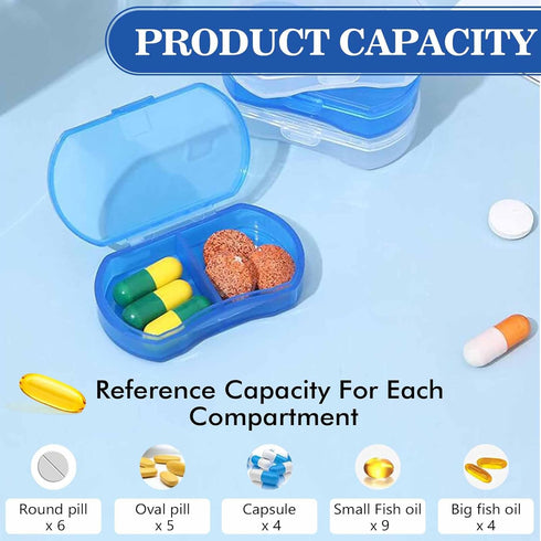 2PCS Pill Case for Purse Small 4PCS Pill Organizer Portable Travel Daily Pill Containers AM & PM Mini Pill Box Vitamin, Fish Oil, Supplement Holde...
