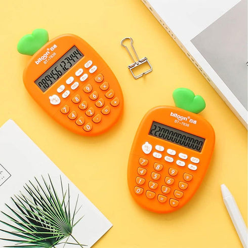 Desktop Calculator 12 Digit, Kawaii Mini Calculator Cute Carrot Portable Small Basic Students Calculators for Home Office Supplies...