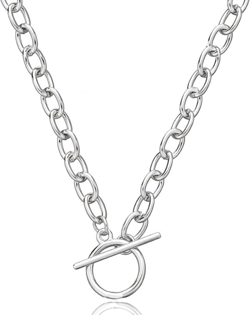 Toggle Necklace 14K Gold Plated Paperclip Chain Choker Stainless Steel Cable Necklaces Jewelry for Women...