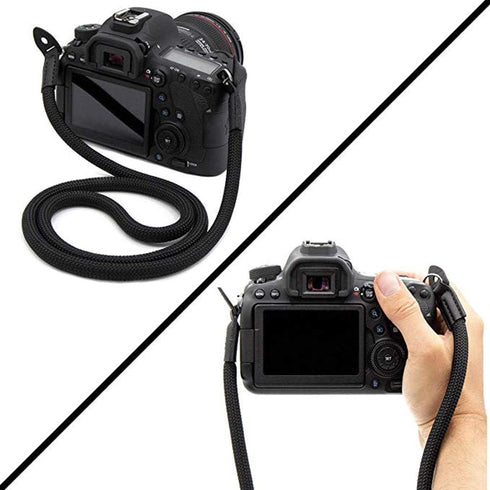 Camera Strap Vintage 100cm Nylon Climbing Rope Camera Neck Shoulder Strap for Micro Single and DSLR Camera.(Black)...