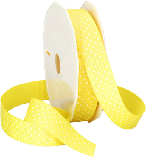 Morex Swiss Dot Polyester Grosgrain Ribbon, 7/8-Inch by 20-Yard Spool, Yellow (3906.05/20-615)...