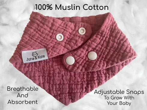 Jane and Kate - Baby Bibs 100% Cotton Newborn Toddler Drool Cloth Bibs For Unisex, Boy, Girl 0-18 Months | Muslin Bandana With Snaps Teething Bibs...