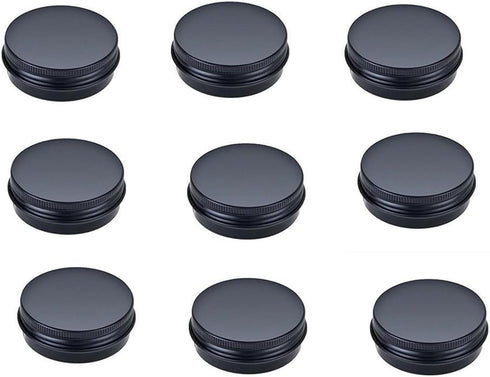 Aluminum Metal Tin 1oz/30ml, Black Aluminum Tins Round Tin Cans Containers with Screw Top Lid (Pack of 10)...