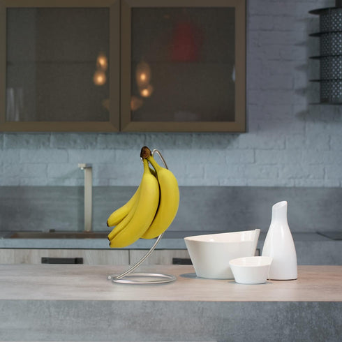 Blue Donuts Modern Banana Hanger - Chrome Banana Stand for Kitchen Countertop...