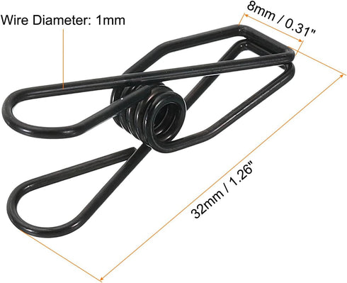 MECCANIXITY 50 Pieces Metal Wire Hollow Out Clips 32mm Cute Mini Binder Paper Clip Black for Clothes Bill Paper Office Supplies...