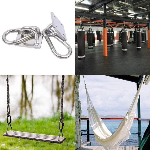 2 Set Heavy Duty Hanger Hook Hammock Wall Mount, Suspension Ceiling Hooks Outdoor Swing Mounting Hook Exercise Hook Stainless Steel Swivel Carabin...