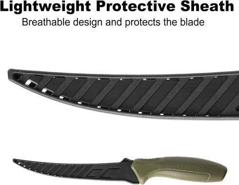 Swiss+Tech 9" Fillet Knife for Fish, Fishing Knife for Filleting and Boning, with Floating Foam Handle&Protective Sheath...