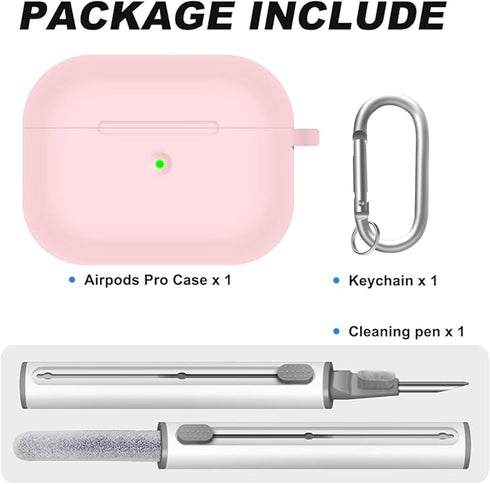 AirPods Pro Case Cover, Soft Silicone Case with Cleaner Kit, Light Pink......
