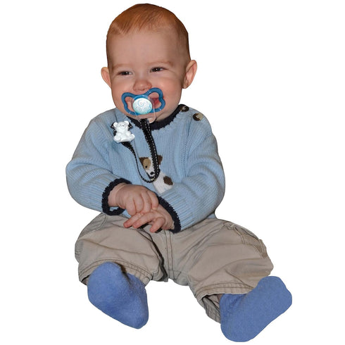 Baby Buddy Pacifier Clip Holder, Newborn Essential with Universal Fit for all Binky and Teether Brands, Ages 4+ Months, Navy + Yellow Dot, 1 Pack...
