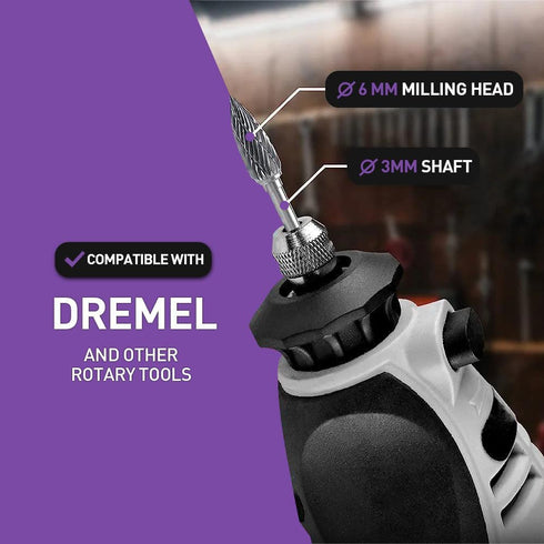 Carving Bits Carbide Burr Set Compatible With Rotary Tool, 10Pcs Grinding Bits for Die Grinders Accessories with 1/8" Shank, Rasp Bits Accessories...