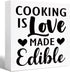 Kitchen Wood Box Signs,Cooking is Love Made Edible Kitchen Wood Block Signs with Sayings for Kitchen Table Decor,Funny Kitchen Sign Decor for Shel...