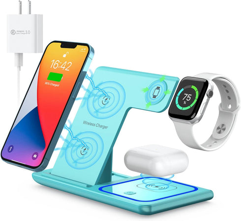 Wireless Charger, 3 in 1 Wireless Charging Station for Apple iPhone/iWatch/Airpods,iPhone 15,14,13,12,11 Series/Pro/Pro Max/XS Max/XR/XS/X/8/Plus,...