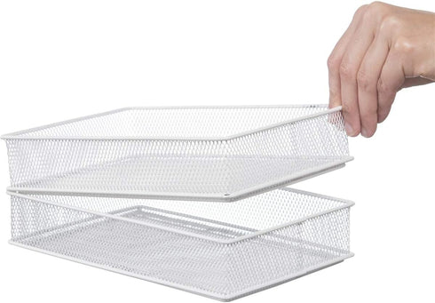 Ybm Home White Mesh Drawer Cabinet And Or Shelf Organizer Bins, School Supply Holder Office Desktop Organizer Basket 6x9x2 Inch...