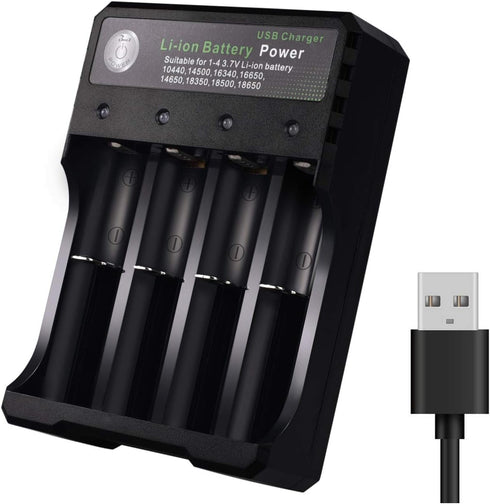 18650 Battery Charger 4 Bay Fast Charge, for 3.7V Li-ion TR IMR 10440 14500 16650 14650 18350 18500 16340(RCR123) Batteries, USB Intelligent Unive...
