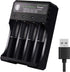 18650 Battery Charger 4 Bay Fast Charge, for 3.7V Li-ion TR IMR 10440 14500 16650 14650 18350 18500 16340(RCR123) Batteries, USB Intelligent Unive...