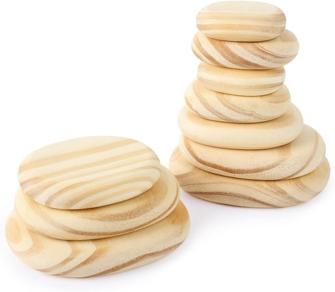 WODI Wooden Logs Stacking Stones 10Pcs Wood Sorting Balancing Rocks Blocks Montessori Educational Toys for Toddler Kids 3 Years Up Developing Skil...