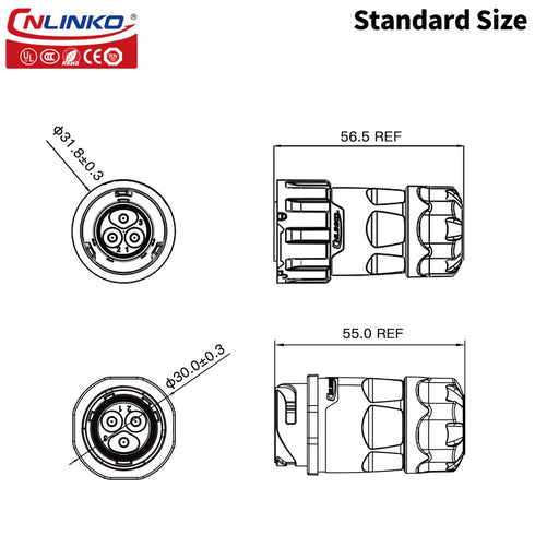 CNLINKO YM-20 3 PIN Industrial Waterproof Connector,IP68 Circular Connector,PBT Plastic Shell Quick Plug Aviation Connector M20 Male Plug and Fema...
