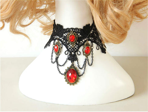 Cathercing Halloween Gothic Black Choker Necklace for Women Vampire Red Choker Vintage Halloween Vampire Accessories Jewelry Costume Cosplay Party...