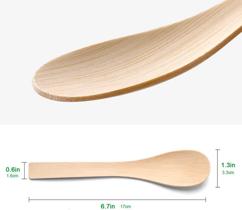 Bamboo Utensils Disposable -100PK Bamboo Soup Spoons 6.7" Disposable Compostable Spoons for Eating 100% Biodegradable Renewable Natural Travel Cut...