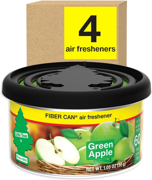 LITTLE TREES Car Air Freshener. Fiber Can Provides a Long-Lasting Scent for Auto or Home. Recycled Fiber. Green Apple, 4 Air Fresheners...
