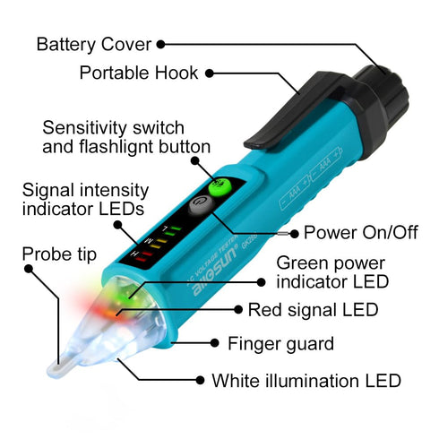 ALLOSUN Non-Contact AC Voltage Detector, Electrical Circuit Outlet Tester, Dual Sensitivity Range,12V-1000V/48V-1000V,LCD Display,Live Wire Tester...