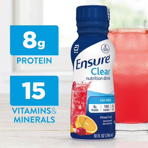 Ensure Clear Mixed Fruit Nutritional Drink | 8g Protein, 15 Vitamins & Minerals | Fat-Free | Ready to-Drink | Refreshing Taste | 10 fl oz, 12 Pack...
