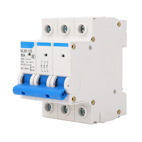 3 Pole 80A Miniature Circuit Breaker Disconnecting Switch PC Flame Retardant DIN Rail Mount for Electrical Safety Easy Installation with Wide Appl...