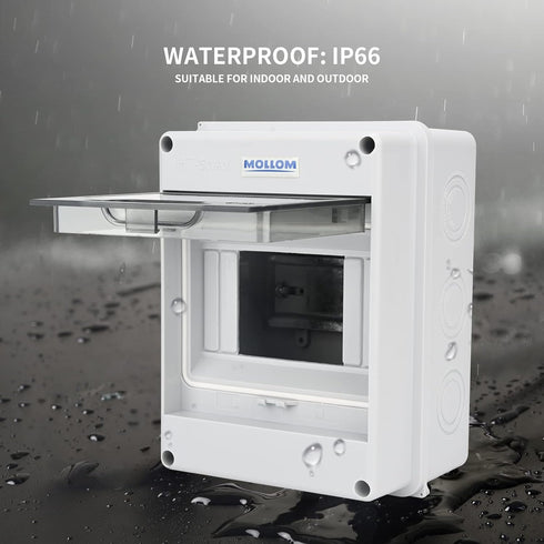 5 Way Circuit Breaker MCB Distribution Protection Box with DIN Rail, IP65 Waterproof,for Indoor and Outdoor...