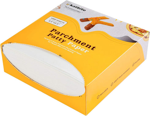 Katbite Hamburger Patty Paper 1000Pcs, 5.5"x5.5" Non Stick Parchment Paper Squares Sheets for Patty Seperate, Burger Press, Ground Beef, Freezing ...