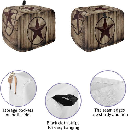 Western Texas Star Toaster Cover 4 Slice, Large Kitchen Appliance Covers, Farmhouse Barn Brown Wooden Toaster Oven Cover with Loop, Bread Machine ...