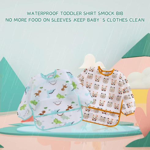 5 Pcs Long Sleeved Baby Toddler Bibs Waterproof Sleeved Bib 3-24 Months...