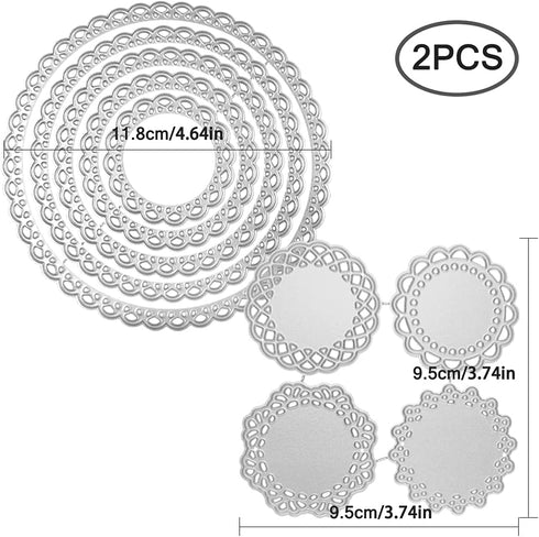 2 Set Flower Dies for Card Making, FineGood 9 PCS Metal Cutting Dies Circle Lace Die Cuts DIY Craft Die Cutters for Card Making Scrapbooking Album...